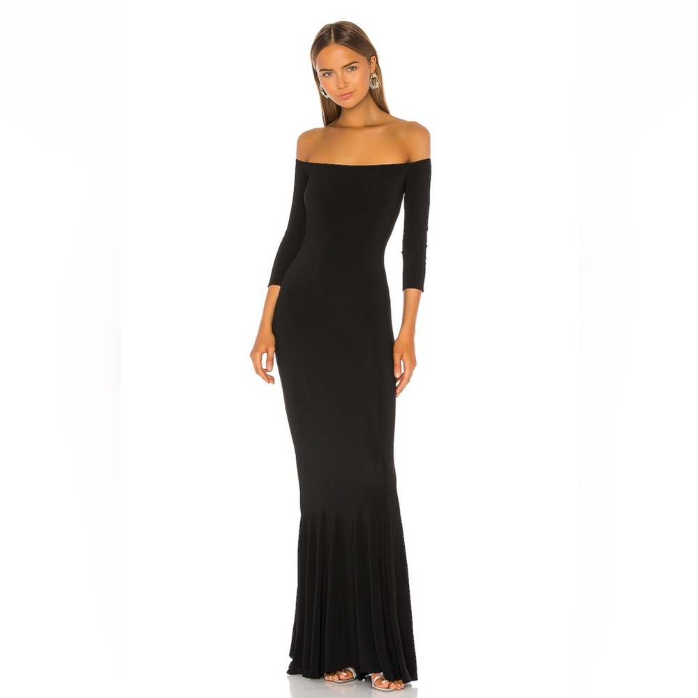 Norma Kamali Black Off-Shoulder Maxi Dress